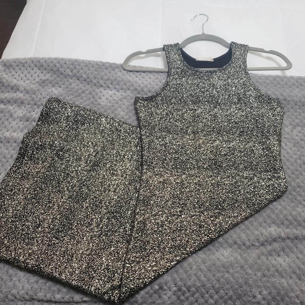 Black and gold midi dress